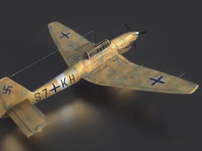 Afrika Korps Ju 87 Stuka Low-poly 3D model