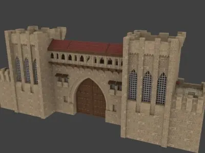 castle wall collection Low-poly 3D model