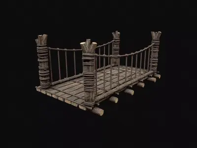 Modular Darkwood Bridge Low-poly 3D model
