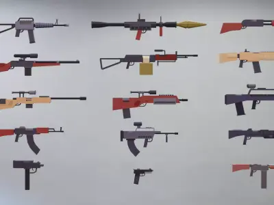 Weapons Pack  Low-poly 3D model