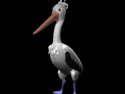 3D Cartoon Pelican Low-poly 3D model