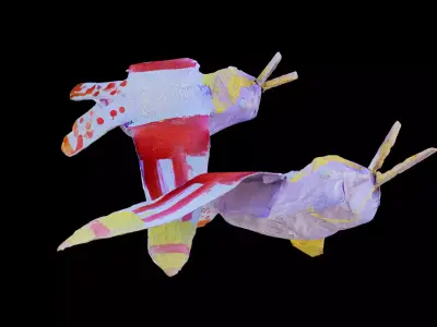 Paper mache kids art and craft painted bird 3d prop model 3D model