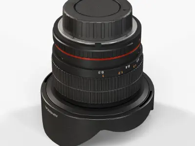 Rokinon 8mm F 3-5 AS IF UMC Fish-eye CS II AE Nikon F mount Lens Low-poly 3D model