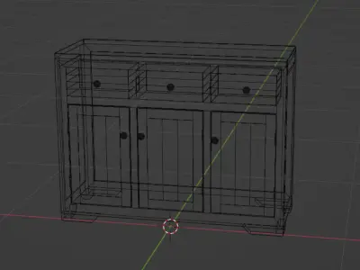 Oak Wood Sideboard Cupboard Free 3D model