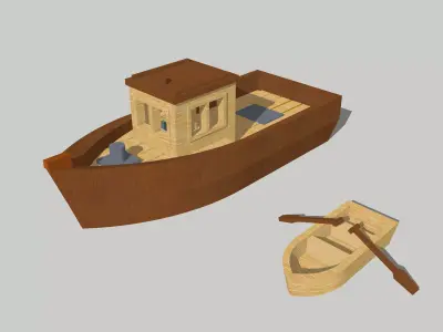  Large Fishing Boat with Small Boat by Outland Models Low-poly 3D model