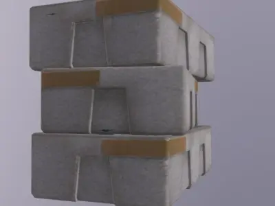 Polystyrene box with fish 02 Low-poly 3D model