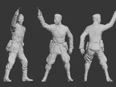 German officer and German soldiers 3D print model