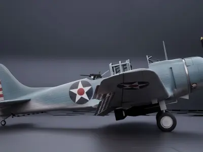 Douglas SBD Dauntless - US ww2 dive bomber 3D model