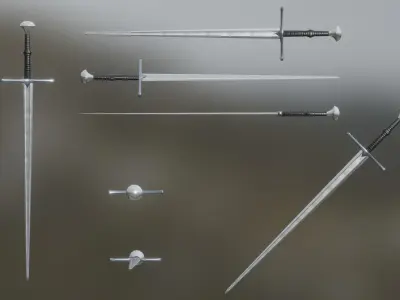 Lowpoly medieval longsword - PBR Low-poly 3D model