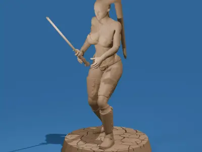 Alien Warrior Woman 3D Printable Sci-Fi Miniature 3D print model
