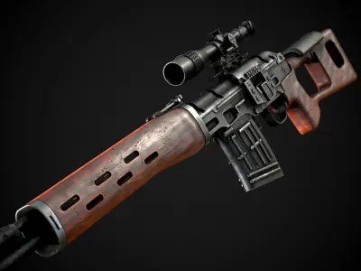 Modern AAA Marksman Rifle Pack Game Ready PBR Low-poly 3D model