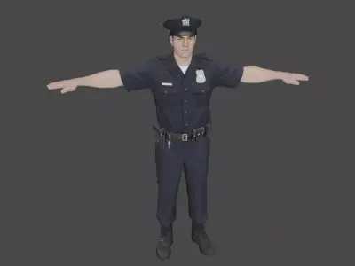 Police Officer Security man Rigged and Animated 3D model