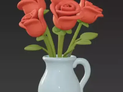 Vase with Roses 3D print model