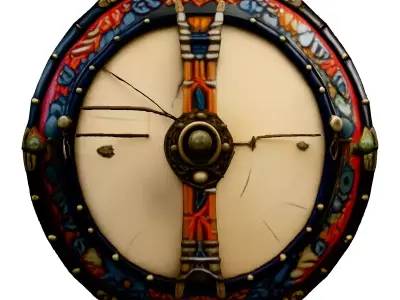 Stylized Fantasy Viking Shield Low-poly 3D model