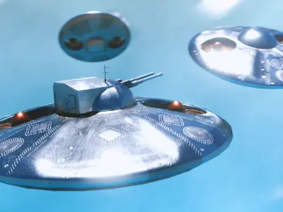 Space Age Invasion Modular UFO Fleet Low-poly 3D model