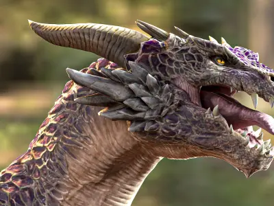 Dragon orange flying Low-poly 3D model