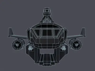 Sci-fi LowPoly cargo space ship Low-poly 3D model