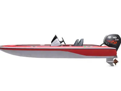 Bass Fishing Boat Low-poly PBR Low-poly 3D model