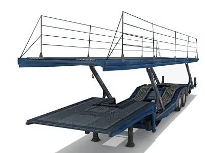 Car transporter trailer Low-poly 3D model