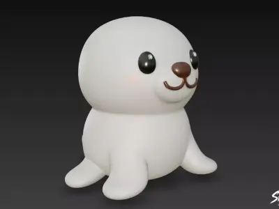 Cartoon Plush Seal Low-poly 3D model