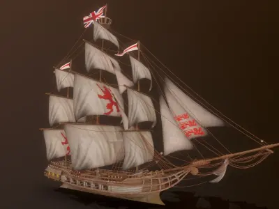 Ocean Brig Low-poly 3D model