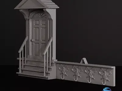  Wooden House Entryway Wall Key Holder - Commercial License 3D print model