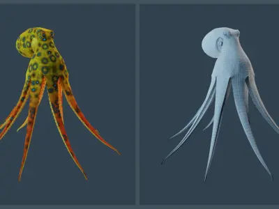 Animated Blue-Ringed Octopus Low-poly 3D model