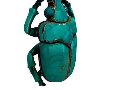 Realistic Turquoise Scarab Beetle 3D Model Low-poly 3D model
