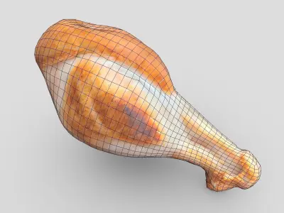 Fried Chicken Leg Low-poly 3D model