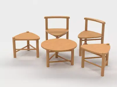 Furniture set 01 Low-poly 3D model