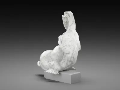 Mermaid marble Low-poly 3D model