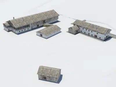 Historic Bavarian farmhouse 18th century Einfirsthof Low-poly 3D model