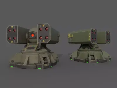 Sci-Fi MissileTurret Low-poly 3D model