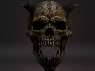 Ancient and Demonic Skull Props Pack 7 Fantasy Skulls PBR Low-poly 3D model