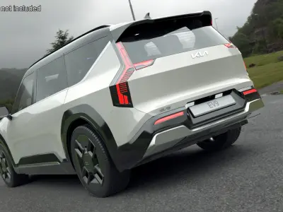 KIA EV9 Luxury Electric SUV Black and White 3D model