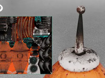 Orange Rusty Rocket Low-poly 3D model