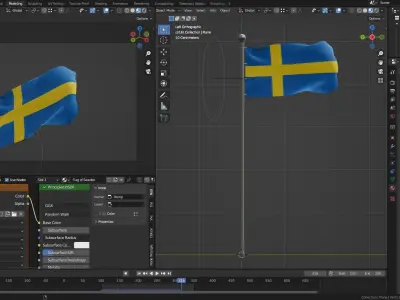 Animated Sweden Flags 3D model