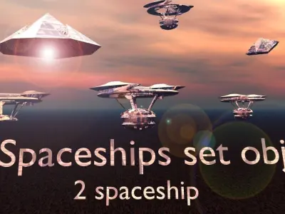 Spaceship set spaceships obi 3D model