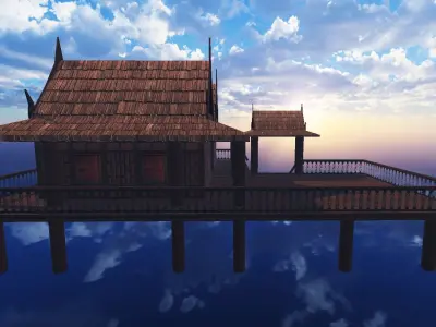 Thai traditional house 02 Low-poly 3D model