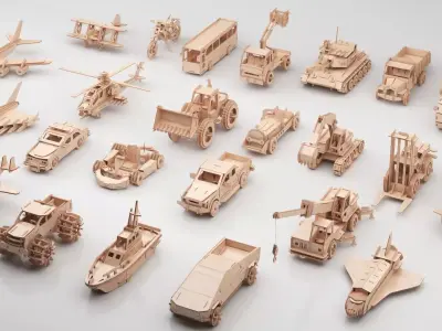 Wooden Toy Collection 3D model