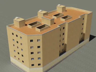 Building apartment - apartment Low-poly 3D model