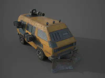 Post Apocalyptic Monster VW Bus  Low-poly 3D model