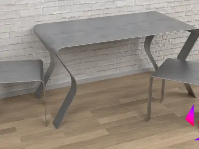 Metal table for the kitchen Free 3D model