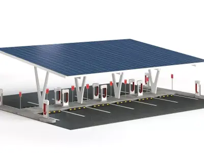 Electric Vehicle Charging Point with EV Station 01 3D model