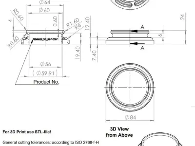 Base for Type-A Pedestal d80 D60 H24 hs4 3D print model