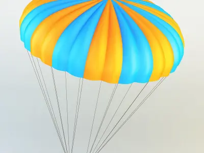 Parachute Orange and Blue 3D model