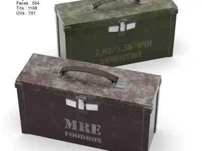 Ammoboxes AmmoCrate of Mmmunition Low-poly 3D model Free low-poly 3D model