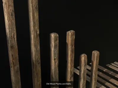 Old Wooden planks poles and beams 26 pieces 3D Model Collection