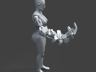 RoboGirl female humanoid Low-poly 3D model