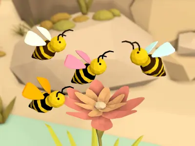 Cartoon Bees -LOW POLY Low-poly 3D model